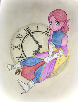 "mechanical hands" stylized in watercolor and ink (August 8th, 2022)