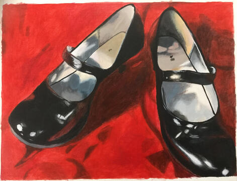 "welcome home, irene" realism painting, acrylic on canvas paper (March 2019)